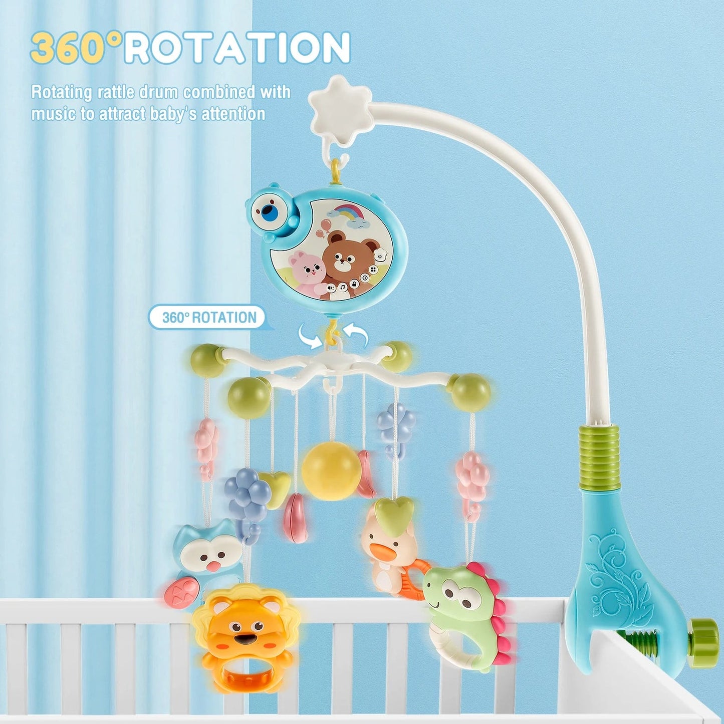 Baby Crib Musical Mobile with Hanging Rattle Toys