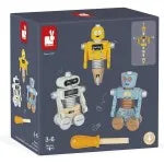 Janod Brico’Kids Wooden Robot Construction Toy – DIY Build & Play Set for Kids, Model-J06473